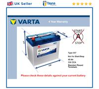 Car Battery B34 Varta 049 330A 45Ah 4Yr Warranty 238x129x227 Blue Dynamic