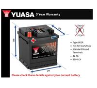 Battery fits MICROCAR M.GO 2009 on Yuasa 002R 390A 42Ah 3Yr Warranty Quality New