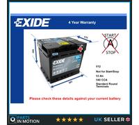 Battery fits HONDA CONCERTO ACCORD CR-V Exide 012 540A 53Ah Quality New