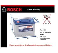 Genuine Bosch Car Battery 0092S40060 S4006 Type 078 60Ah 540CCA Top Quality New