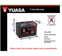 Battery fits MITSUBISHI PAJERO/SHOGUN Mk3, Mk4 3.2D 2000 on Yuasa 249H 720A New