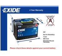 Battery fits MITSUBISHI SPACE STAR MIRAGE CARISMA LANCER Exide 067 680A