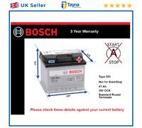 Battery fits MORGAN ROADSTER 4/4 PLUS 4 1.6 2.0 3.0 3.7 2004 on Bosch 063 360A