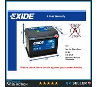 Battery fits NISSAN JUKE QASHQAI MICRA NOTE QASHQA TIIDA NV250 Exide 027