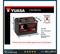 Yuasa YBX3096 SMF Battery EU DIN