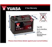 Yuasa YBX3096 SMF Battery EU DIN