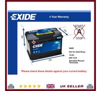 Car Battery EB741 Exide Excell 12V 74Ah 680CCA Type 086