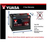 Car Battery YBX3068 Yuasa Genuine Top Quality Guaranteed New