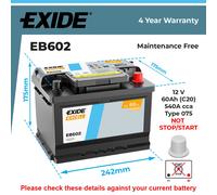 Battery fits NOBLE M600 M10 M12 M15 M400 2.5 2.6 3.0 4.4 1999 on Exide 075 540A