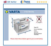 Battery fits BENTLEY ARNAGE CONTINENTAL 4.4 6.0 6.7 98 to 13 Varta 075 600A New