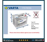 Battery fits PEUGEOT 207 604 505 205 77 to 12 Varta 075 600A 61Ah 5Yr Warranty