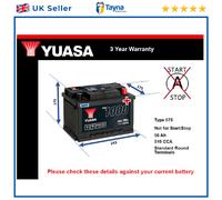 Battery fits PORSCHE 924 911 944 2.0 2.2 2.5 2.7 69 to 91 Yuasa 075 510A 56Ah