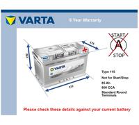 Genuine Varta Car Battery 5854000803162 F19 Type 115 85Ah 800CCA Top Quality New
