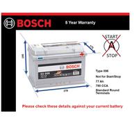 Bosch S5 008 vehicle battery Sealed Lead Acid (VRLA) 77 Ah 12 V 780 A Car