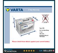 Battery fits RANGE ROVER Mk3 VELAR 3.0D 2002 on Varta 096 780A 77Ah Quality New