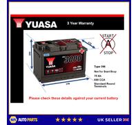 Battery fits RANGE ROVER Mk3 VELAR 3.0D 2002 on Yuasa 096 680A 76Ah Quality New