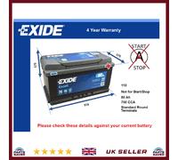 110 Car Battery Exide EB802 12V 80Ah 700CCA - Yuasa YBX3110 Equivalent