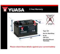 Battery fits RENAULT CLIO Mk2, Mk3 1.5D 05 to 14 Yuasa 100 540A 65Ah Quality New