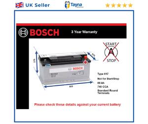 Battery fits RENAULT MASTER MASCOTT LAGUNA SAFRANE B MESSENGER TRAFIC Bosch 017