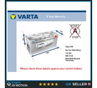 Battery fits RENAULT MASTER Mk3 2.3D 2010 on Varta 020 920A 110Ah 5Yr Warranty