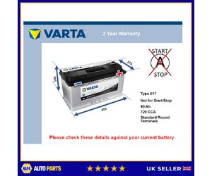 Battery fits ROLLS ROYCE PHANTOM GHOST DAWN 6.6 6.75 2003 on Varta 017 720A New