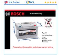 Battery fits ROLLS ROYCE SILVER SERAPH PARK WARD 5.4 98 to 02 Bosch 100 750A New