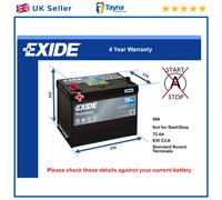 Battery fits ROVER 115 114 A60 SD1 P6 62 to 98 Exide 069 630A 75Ah 4Yr Warranty