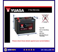 Battery fits ROVER 115 114 A60 SD1 P6 62 to 98 Yuasa 069 630A 72Ah 3Yr Warranty