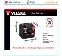 012 Car Battery Yuasa YBX3012 12V 50Ah 420CCA - Bosch S4002 Equivalent