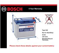 Bosch S4 Car Battery Type 044
