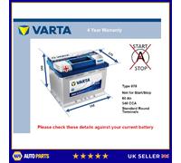 Battery fits ROVER SD1 2.4D 82 to 86 Varta 078 540A 60Ah 4Yr Warranty Quality