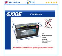Battery fits SAAB 9-3 2.2D 98 to 00 Exide 017 900A 100Ah 4Yr Warranty Quality