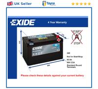 Battery fits SANTANA PS10 2.8D 2002 on Exide 249 800A 95Ah 4Yr Warranty Quality