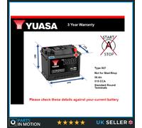 Yuasa YBX1027 12V 56Ah 510CCA Sealed Maintenance Free High Performance Car Battery