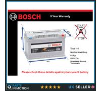 Battery fits SKODA YETI SUPERB 2.8 1.9D 2.0D 2.5D 01 to 17 Bosch 115 800A 85Ah