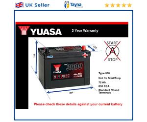 Battery fits SSANGYONG KORANDO TIVOLI TIVOLI GRAND MUSSO XLV Yuasa 068