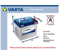 Genuine Varta Car Battery 5604100543132 D47 Type 005L 60Ah 540CCA Quality New