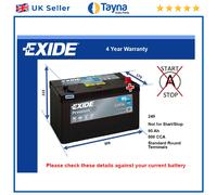 Battery fits SUBARU LEVORG OUTBACK LEGACY IMPREZA 2008 on Exide 249 800A 95Ah