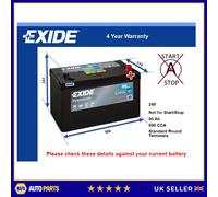 Battery fits SUBARU LEVORG OUTBACK LEGACY IMPREZA 2008 on Exide 249 800A 95Ah