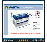 Genuine Varta Car Battery 5954040833132 G7 Type 335 / 249 95Ah 830CCA Quality