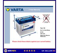 Battery fits SUZUKI BALENO A1K310, A1K412 1.0 1.2 2016 on Varta 154 330A 45Ah