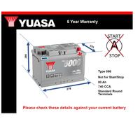 Battery fits SUZUKI SPLASH SAMURAI WAGON R SX4 1998 on Yuasa 096 740A 80Ah New