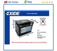 Battery fits SUZUKI SX4 SWIFT IGNIS 1.5 1.6 1.3D 2003 on Exide 075 600A 61Ah New