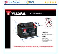 Yuasa Car & Van Battery - 075 Yuasa YBX1075 12v 54Ah 470A SMF Battery
