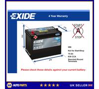 Battery fits TALBOT EXPRESS 1.9D 2.5D 82 to 94 Exide 069 630A 75Ah 4Yr Warranty