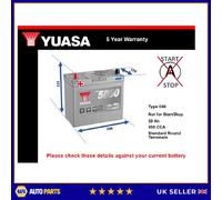 Yuasa YBX5057 SMF Battery 450 CCA 50Ah 4 Year Warranty