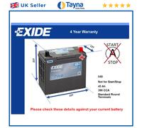 Battery fits TESLA MODEL 3 5YJ3 2017 on Exide 048 390A 45Ah 4Yr Warranty Quality