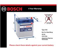 Battery fits SUZUKI ALTO 1.0 1.1 1994 on Bosch 054 330A 40Ah 4Yr Warranty New