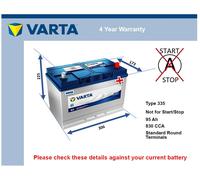Genuine Varta Car Battery 5954040833132 G7 Type 335 / 249 95Ah 830CCA Quality