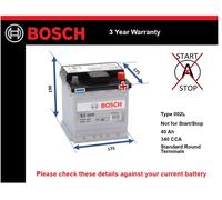 Battery fits FIAT 500 312 1.2 1.4 1.3D 2007 on Bosch 002L 340A 40Ah Quality New